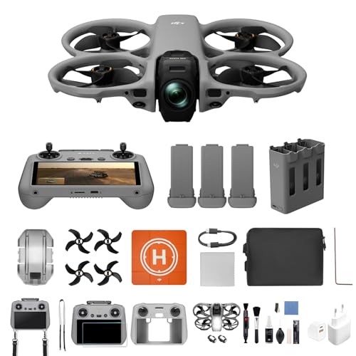 DJI Avata 360 Fly More Combo (RC 2) mit Zubehör, 360°-Drohne mit 1-Zoll-8K-Imaging für FPV- und Luftaufnahmen, 360°-Kameradrohne mit Propellerschutz, 3 Akkus (Mehrere Zubehörteile Bundle)