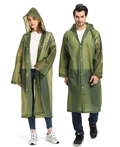 Opret 2 Stück Regenmantel Durchsichtiger Regenponcho für Damen Herren, Wiederverwendbar Wasserdicht Regencape Regenjacke, Eva Atmungsaktiv Regen Zubehör für Wandern Radfahren Camping Reisen