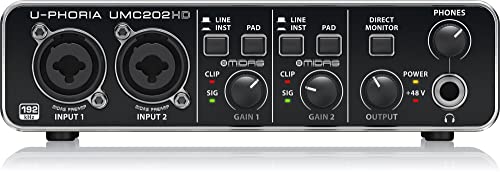 Behringer U-PHORIA UMC202HD Audiophiles 2x2, 24-Bit/192 kHz USB-Audio-Interface mit Midas-Mikrofonvorverstärkern