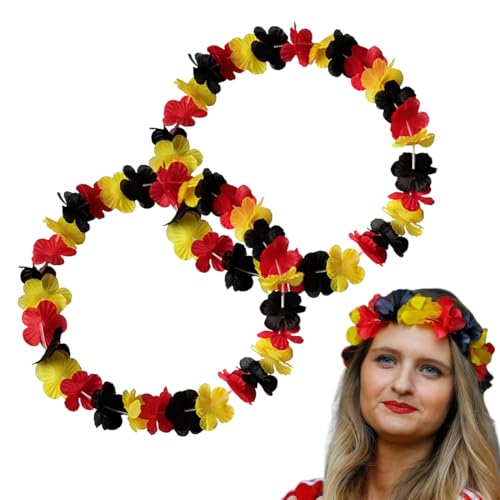 TISCH 2-Stück Deutschland Fanartikel Blumenkette, Deutschland Flagge Girlanden, Foto Requisiten Blumenketten, Fußball Party Deko, Geburtstag Zubehör Präsent (Schwarz Rot Gelb)