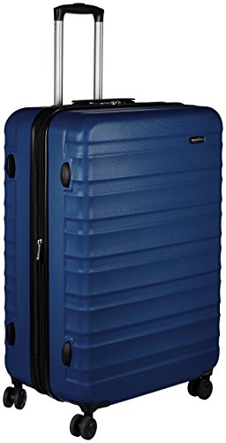 Amazon Basics Erweiterbarer Hartschalenkoffer – ABS-Reisegepäck mit 4 Spinner-Doppelrollen – Kratzfeste und leichte Konstruktion – 45,1cm x 28,6cm x 68,0cm – Marineblau