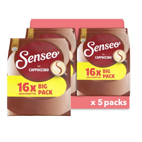 Senseo Pads Cappuccino, Vorratspackung, 5 x 16 Getränke, 80 Kaffeepads, mittlere Röstung