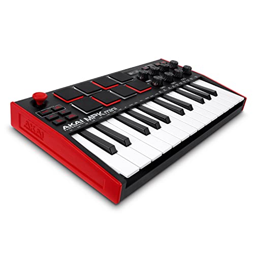 Akai Professional MPK Mini MK3 - 25-Tasten USB MIDI Keyboard Controller, 8 Hintergrundbeleuchtete Drum Pads, 8 Regler, Musikproduktion-Software und Native Instruments Sound Package (NKS Integration)