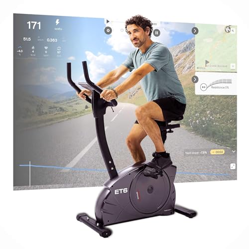 Christopeit Ergometer Heimtrainer Indoor Fahrrad ET 6 mit 24 Widerstandsstufen, bis 150kg und 200cm, 12kg Magnet-Bremssystem, Kinomap, Bluetooth, Pulsmessung