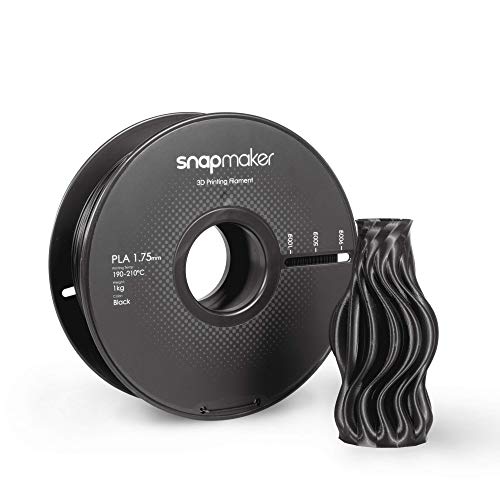 Snapmaker PLA 3D-Drucker Filament 1,75 mm, 1 kg Spule (2,2 lbs) - Maßhaltigkeit +/- 0,03 mm, passend für die meisten FDM-Drucker (Schwarz)