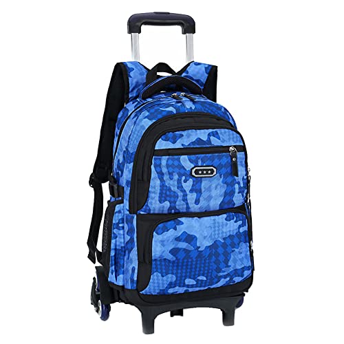 BOZONLI Rucksack mit Rollen, Schulranzen mit Rollen, für Jungen, Schulranzen, Blau, Einheitsgröße, Reisetasche