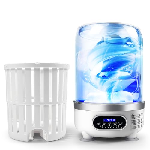 Waschmaschine und Trockner für Unterwäsche | 3L wiederaufladbare tragbare Mini-Waschmaschine mit blauem Licht | Tiefenreinigung für Socken und kleine Kleidungsstücke (HP909-Weiß-3L)