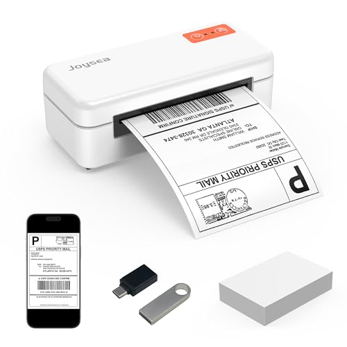 Joysea Bluetooth Thermodrucker für Versandetiketten, 4x6 Zoll Kompatibel mit Android iOS Windows, Ideal für Amazon Paketetiketten im Kleinunternehmen & Home Office