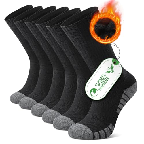 FALARY Merino Socken Wandersocken Herren 39-42 Damen Thermo Outdoor Socken Trekkingsocken 50% Merinowolle Sportsocken Laufsocken Warme Wintersocken Gepolstert Atmungsaktiv Anti-Blasen Schwarz 3 Paar