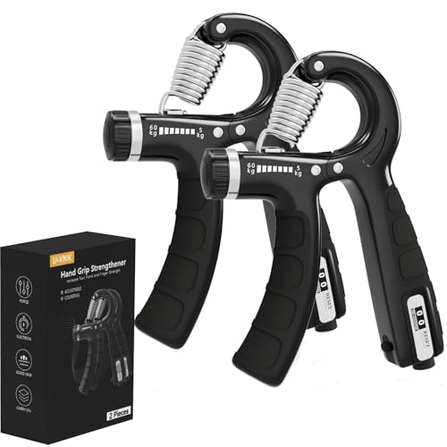 U-VKK Handtrainer, Nebelschwarz 2er-Set Unterarmtrainer, Griff 5-60 kg, Hand Unterarm Trainingsgerät, Grip Griffkraft Trainer, Rutschfester, Für Sportler und Wiederherstellung der