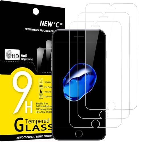 NEW'C 3 Stück für iPhone 7 Plus, iPhone 8 Plus für Panzerglas, Frei von Kratzern, 9H Härte, HD Displayschutzfolie, 0.33mm Ultra-klar, Ultrabeständig