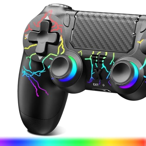 Suoxiom Wireless Controller für P4,Game Controller Kompatibel mit P4/Slim/Pro,Bluetooth Gamepad Joystick mit Touch Panel,6-Achsen Gyro Sensor, 3.5mm Audio Jack,Schwarz