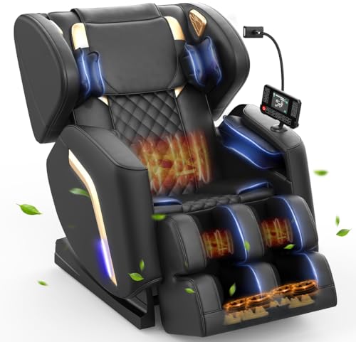 NAGLIFOR Ganzkörper Massagesessel mit Wärmefunktion,14 Massagerollen,9 Airbags,Fußmassage, Bluetooth-Lautsprecher, Smartphone-Steuerung,Touchscreen-Controller, Zero Gravity Relaxsessel Massagestühle