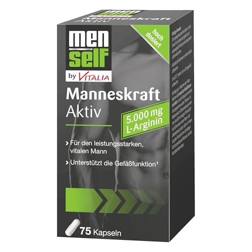 Menself Manneskraft Aktiv (75 Kapseln) - mit L‑Arginin + Vitamin C – 5000 mg L‑Arginin pro Tagesdosis- unterstützt Gefäßfunktion & Vitalität - Geeignet für Kraftsport
