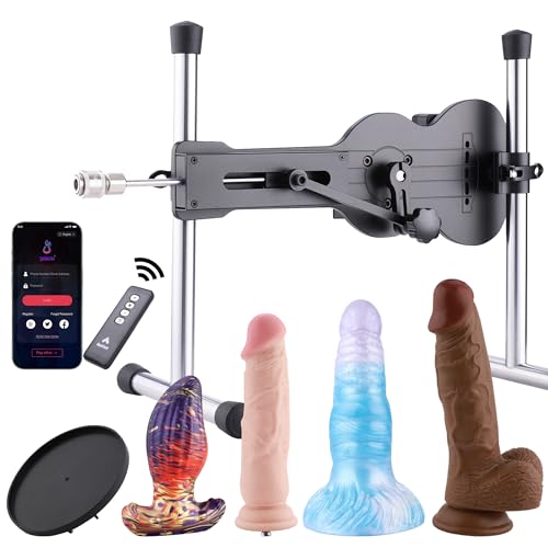 Sinloli APP-Sexmaschine, verbesserte APP-ferngesteuerte automatische Liebesmaschine mit im Dunkeln leuchtenden Silikon-Dildo-Aufsätzen, einstellbarer Stoßtiefe und Winkel, Sexspielzeug für Erwachsene