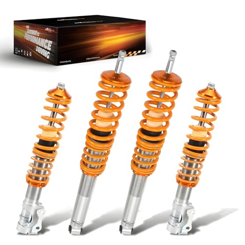 maXpeedingrods 4 Sätze Gewindefahrwerk Kit Stoßdämpfer Federung Höhenverstellbar für VW Golf Mk2, Golf Mk3, Jetta Mk2, Jetta/Vento Mk3, Corrado 1989-1995, Toledo Mk1 Gold