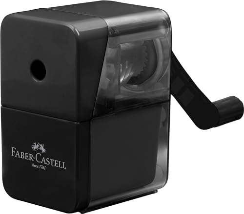 FABER-CASTELL 180984 - Anspitzer mit Kurbel, schwarz, Spitzmaschine mit hochwertigem Spitzermesser