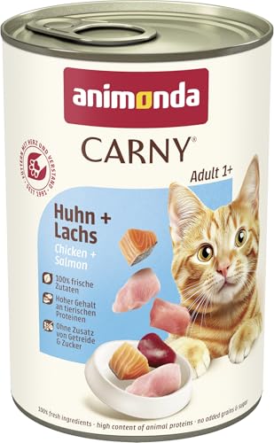 animonda Carny Adult Huhn + Lachs (6 x 400 g), Katzennassfutter für ausgewachsene Katzen, Nassfutter mit 100 % frischen, fleischlichen Zutaten, Katzenfutter ohne Getreide und Zucker