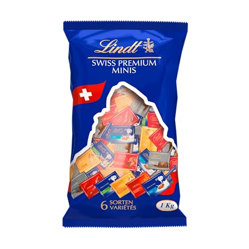 Lindt Schokolade Swiss Napolitains | 1 kg | Vollmilchschokoladen Mini Tafeln in den Sorten, Milch-Nuss, LINDOR Milch, Cresta, Weiß, Crémant | Großpackung | Schokoladengeschenk