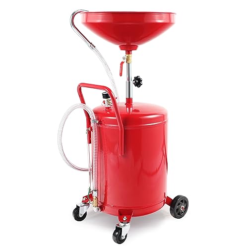 Wiltec Ölauffanggerät für 80l, höhenverstellbar 122-168 cm mit 4-Rad-Fahrwerk, Entleerung mittels Luftdruck