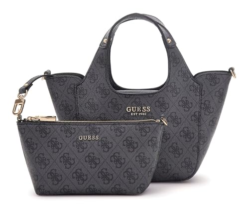 GUESS Calista 2 in 1 Mini Tote Coal Logo