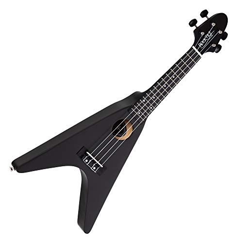 Rocktile FV-04 BK Ukulele - Sopran-Ukulele im Heavy-Design - Mensur: 343 mm - Gesamtlänge: 60,5 cm - Korpus und Hals aus Linde - Bestückt mit Aquila Super Nylgut-Saiten - 2 Gurtpins - Schwarz