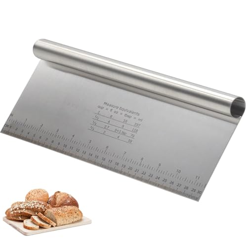 Großer Edelstahl Teigschaber Teigspatel Küche für Kuchen, Pizzen, Teig, Backutensilien (22 x 12 cm)