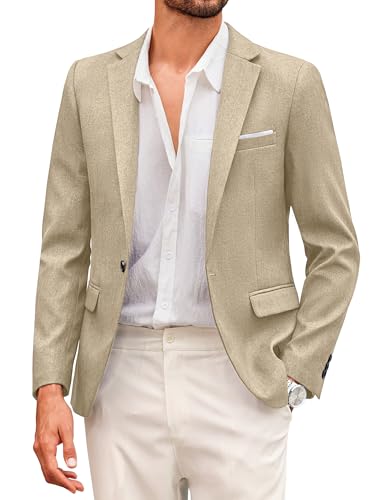 COOFANDY Herren Sakko 1 Knopf Sportlich Business Blazer Regular Fit Freizeit Anzugjacke Modern Jackett Khakifarbe 3XL