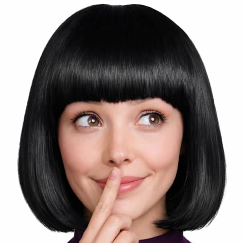 Hatstar Bob Perücke Schwarz, Charleston-Perücke für Damen und Herren, Kostüm Accessoire für Karneval, Fasching und Halloween, 100% Polyester