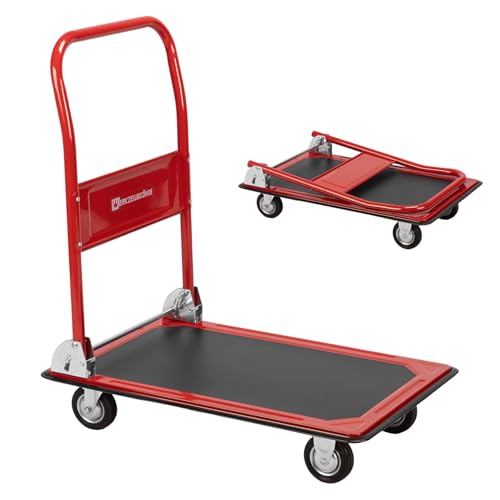 Werkzeugkönig Plattformwagen 150kg Traglast - Transportwagen klappbar - Anti-Rutsch Ladefläche - Vollgummirollen - Außenmaß 73 x 47 cm
