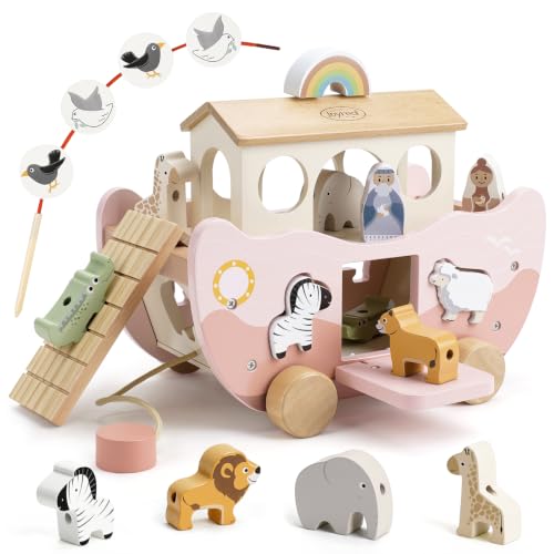 Joyreal Noahs Arche Holzspielzeug - Montessori Spielzeug für 1-3 Jahre