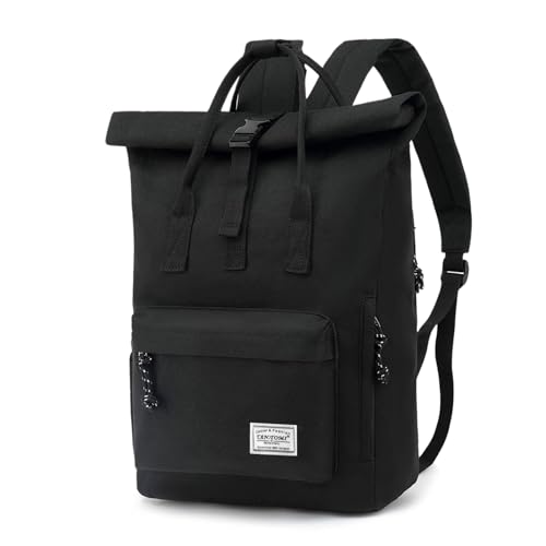 TANTOMI Laptop Rucksack, Rucksack Laptop Tasche 15,6 Zoll, Rucksack Damen und Herren weit öffenbar, Rolltop Rucksack wasserdicht, Backpack Daypack für Schule, Fahrradfahren, Freizeit und Reise