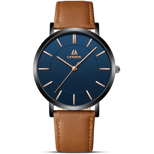 LN LENQIN Uhren Herren Herren Uhr 30M wasserdichte Armbanduhr Analog Quarzuhr Mode Casual Designer Uhr für Männer Lederband