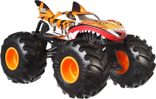 Hot Wheels Monster Trucks, Oversized Monster Truck, Die-Cast-Spielzeugtruck im Maßstab 1:24 mit riesigen Rädern und coolen Designs, JDR02