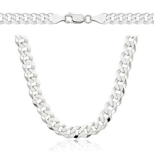 AMAR PRAGNA ketten für herren silber 925, 50 cm kette herren - halskette herren, panzerkette herren 925 silber, königskette- herren schmuck, italienische Qualität, Breite 6,5 mm
