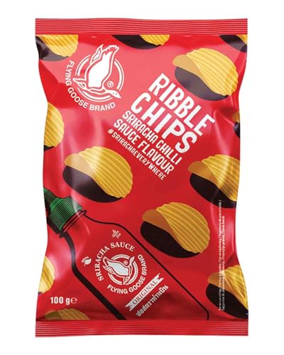 FLYING GOOSE Ribble Chips Sriracha Chilli, Knusprig würzige Kartoffelchips mit dem Geschmack der thailändischen Sriracha Chilisauce, 1 x 100 g Einzelpackung
