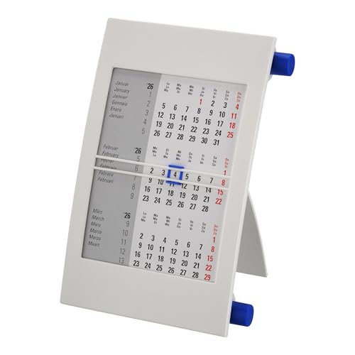 Tischkalender + 2026/2027 + Monatskalender 3 Monate Kalender Kalendarium Stehkalender Ausstellkalender Bürokalender 2 Jahr Jahre 24 Monat Monate Quer Büro Hoch – Made in Germany