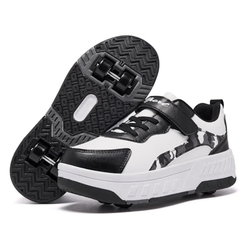YINGCSM Kinder Schuhe mit Rollen | Abnehmbare 4-Rollen-Skateschuhe für Jungen & Mädchen | Komfortable Outdoor Sportschuhe