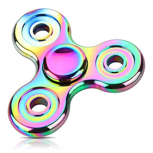 Coolden Fidget Spinner Metall Finger Spinner Fidget Toys EDC Edelstahl Lager 2-5 Min Hochwertig Hand Kreisel ADHD Anti Stress Spielzeug Tri-Spinner Geschenk für Kinder Erwachsene Bunt