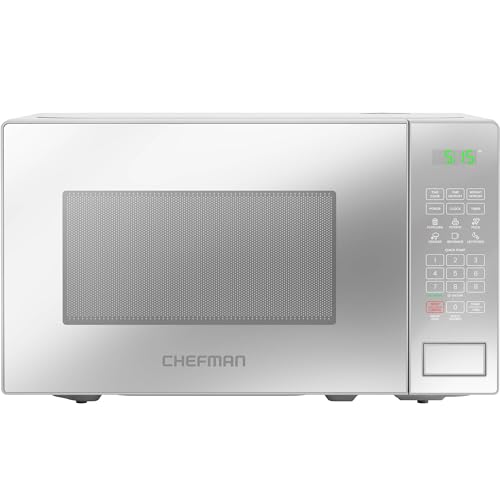 Chefman Mikrowelle 20 L, 800 W, 6 Voreinstellungen, 10 Leistungsstufen, digitales Display, Eco-Modus, Memory-Funktion, Silent-Modus, Kindersicherung