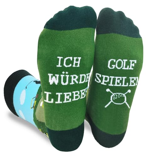 Zemolo Lustige Socken Geschenk für Männer ICH WÜRDE LIEBER GOLF SPIELEN Socken Witzige Weihnachten Ideen Geschenke Vatertag Männertag für Herren 43-46