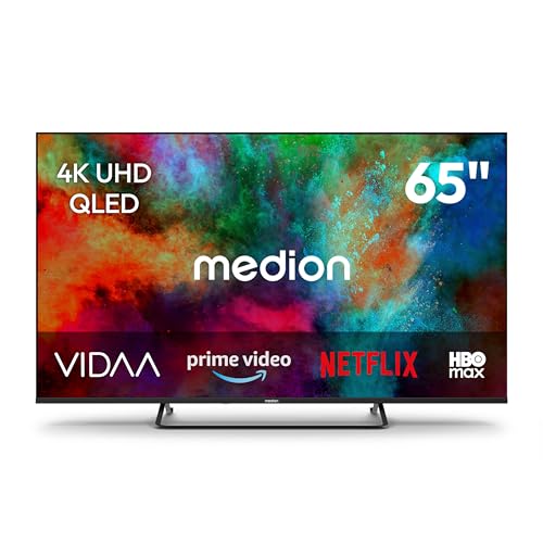 MEDION 163,9 cm (65 Zoll) QLED Fernseher (Smart-TV, Dolby Vision HDR, HBO Max, MagentaTV, Prime Video, Disney+, DAZN, Paramount+, Dolby Atmos, VIDAA Store, PVR, Bluetooth, MD 865602)