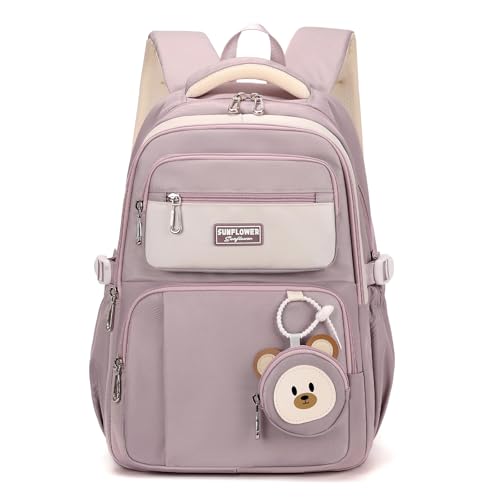 Travistar Rucksack Teenager mädchen Schulranzen Jungen Schulrucksack Schultasche Sporttasche Daypack für Schule Ranzen mit Viele Fächer Laptopfach Lila Nylon(40L)