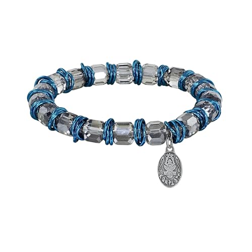 Konplott Armband elastisch Festival blau grau antik Silber