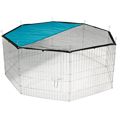 Kerbl Pet Freigehege, Auslauf, 8 Gitterelemente á 57x56 cm, Metall verzinkt, mit Abdeckung und Sonnenschutz, erweiterbar