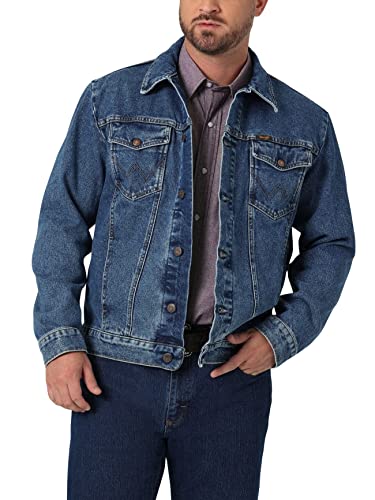 Wrangler Herren Ungefütterte Western Cowboy-Schnitt Jeansjacke, Stonewashed, L