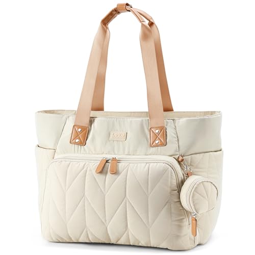 Lekesky Wickeltasche Groß 34L Baby Wickeltasche mit Wickelunterlage Babytasche für Mama Papa Kliniktasche Reisetasche Windeltasche Kinderwagen Leichte Diaper Bag Tote Beige