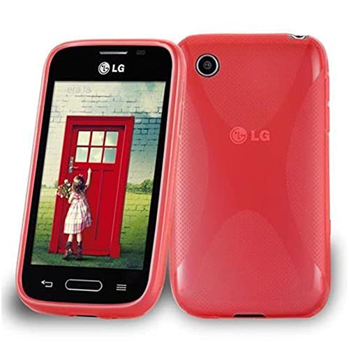 Cadorabo Hülle kompatibel mit LG L40 Schutzhülle TPU Silikon Case X-Line Design Slim Kratzfest Weiche Gummi mit Rundumschutz Case Hülle für LG L40 in Rot