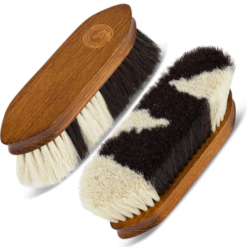 Equimour Pferdebürste – Fellglanzbürste mit dichten Rosshaar-Borsten & ergonomischem Holzgriff – Entfernt Staub & Schmutz – Sanfte & effektive Pflege für glänzendes Pferdefell