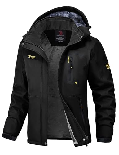 donhobo Damen Jacken Fleecejacke Winterjacke Wasserdicht Atmungsaktiv Verdickt Warm Winddicht Softshelljacke Outdoor Funktionsjacke (Schwarz, L)